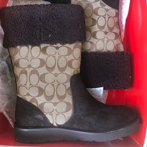 Coach boots with shearling cuffs